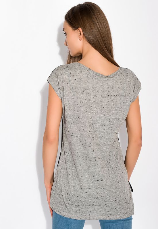 Легкая женская футболка 148P045 (черный/серый/меланжевый)
