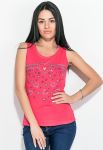Майка жіноча декорована стразами 81P3822 (кораловий)