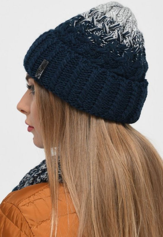 Набор шапка-шарф -31371-2 (темно-синий/серый)