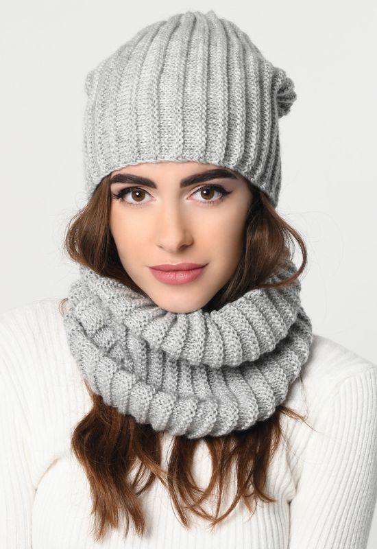 Набор шапка-шарф 31903-4 (светло-серый)