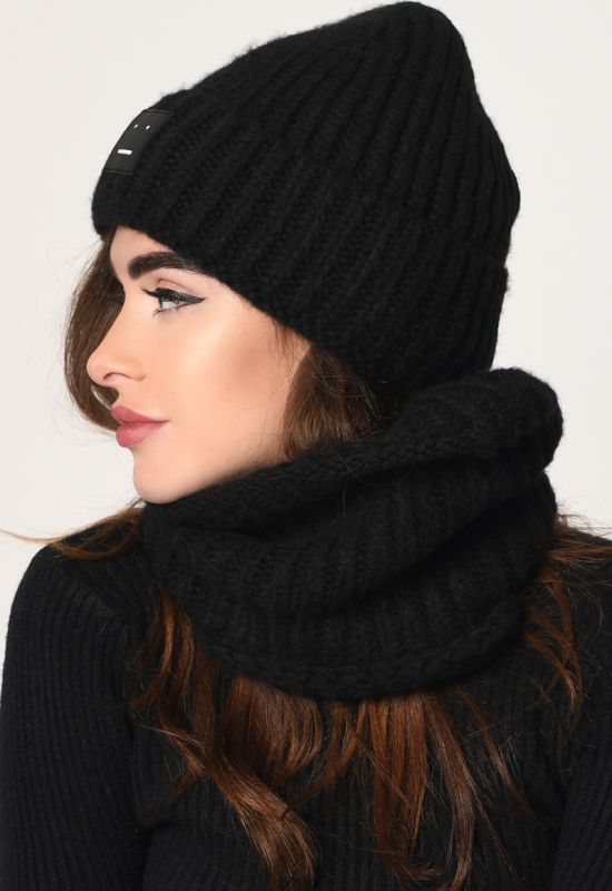 Набор шапка-шарф 31910-8 (черный)