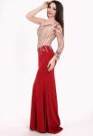 NB 4257 Платье вечернее вышитое стразами (красный)