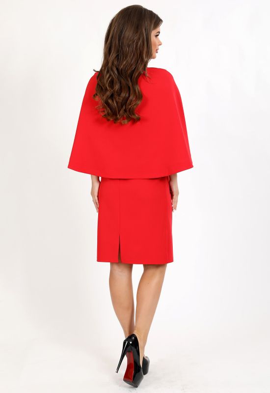 P 0098 Сукня ділова з декоративними гудзиками (червоний)
