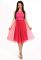 P 0788 Сукня коктейльна зі спідницею із сітки та гіпюровим верхом (малиновий)
