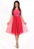 P 0788 Платье коктейльное с юбкой из сетки и гипюровым верхом (малиновый)