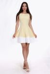 P 0843 Платье коктейльное с юбкой-волной (лимонный)