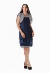 P 0878 Платье коктейльное в виде футляра и болеро (белый/темно-синий)