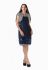 P 0878 Сукня коктейльна у вигляді футляра та болеро (білий/темно-синій)
