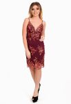 P 0927 Платье коктейльное на брителях (бордовый)