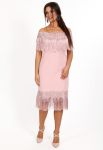 P 0939 Сукня коктейльна з бахромою (рожевий)