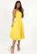 P 0976 Сукня коктейльна на брителях з тканини, що струмує (лимонний)