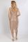 P 1046 Платье коктейльное с имитацией накидки из сетки (капучино)