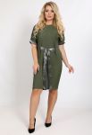 P 2025 Платье коктейльное с поясом (хаки)