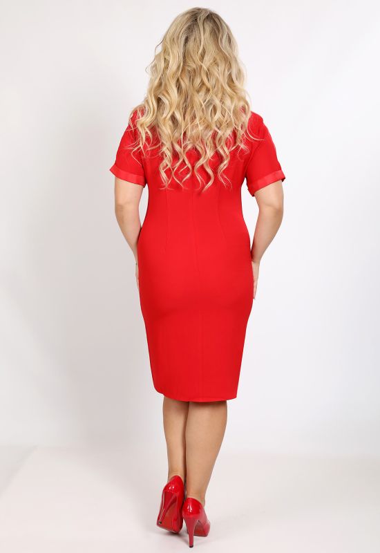 P 2025 Платье коктейльное с поясом (красный)