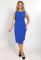 P 2032 Платье коктейльное с вышитой стразами горловиной (синий)