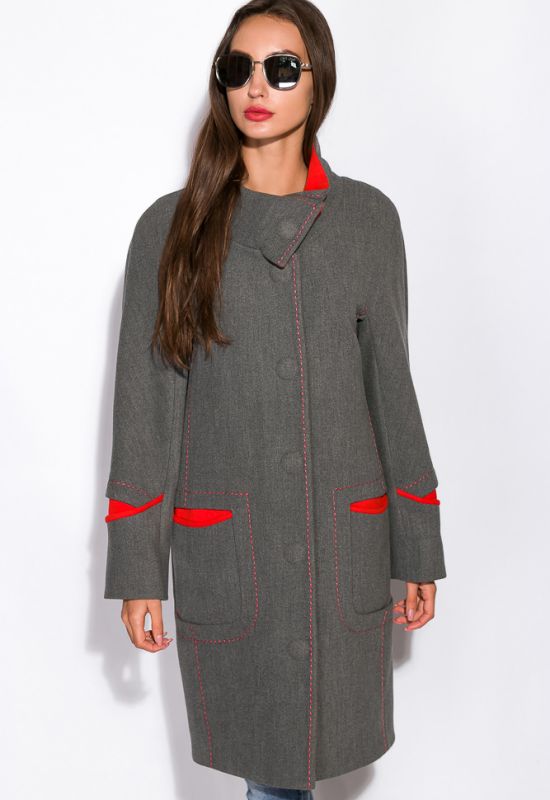 Пальто жіноче 130P003 (сірий/червоний)