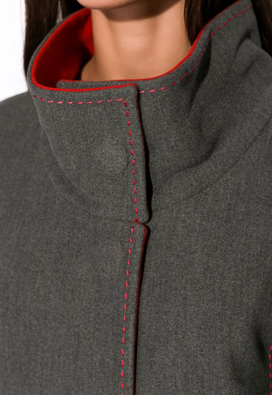 Пальто женское 130P003 (серый/красный)