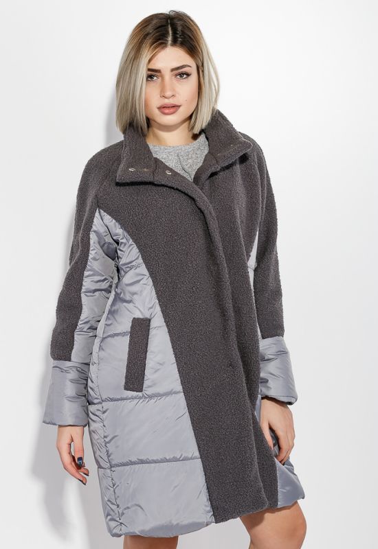 Пальто женское двухфактурное стройный силуэт 69PD1056 (графитовый)