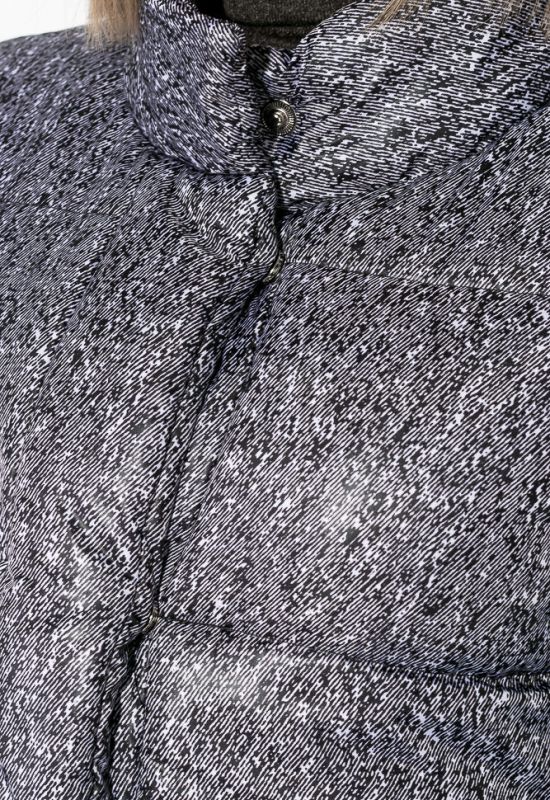Пальто женское на кнопках теплое принт меланж 69P0978 (графитовый/белый)