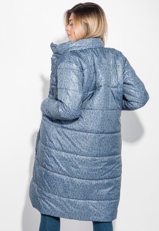 Пальто женское на кнопках теплое принт меланж 69PD978 (синий)