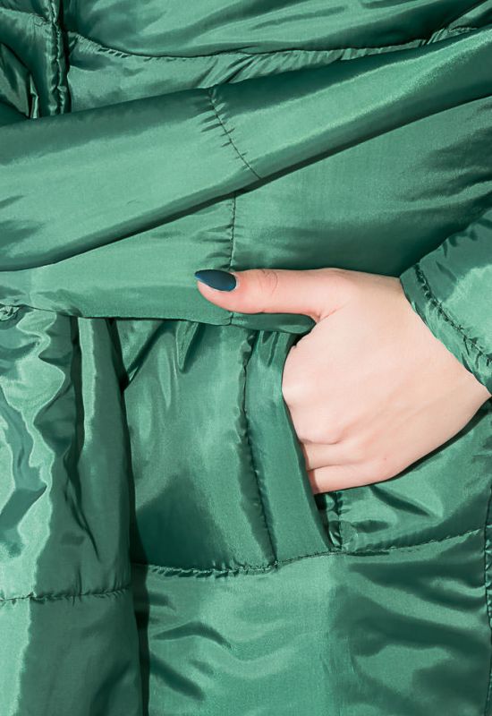 Пальто женское на синтепоне с широким поясом 72PD215 (темно-зеленый)