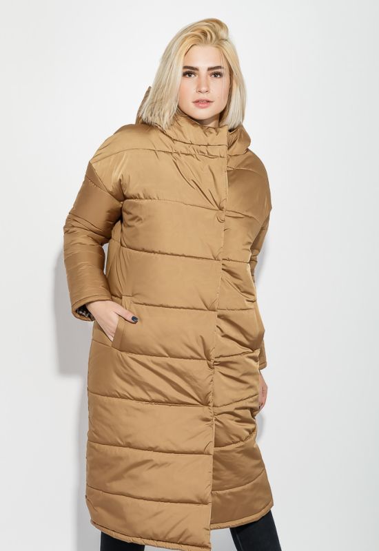 Пальто женское на синтепоне с широким поясом 72PD215 (терракотовый)