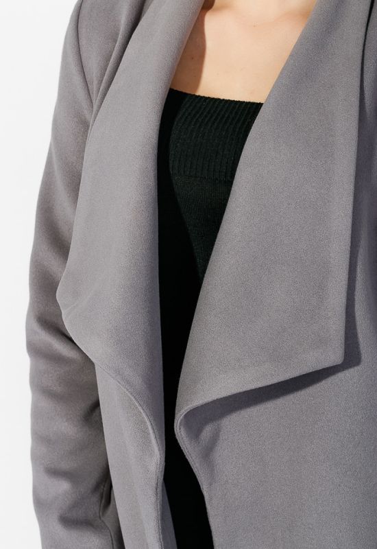 Пальто женское однотонное на широком поясе 69PD499 (серый)