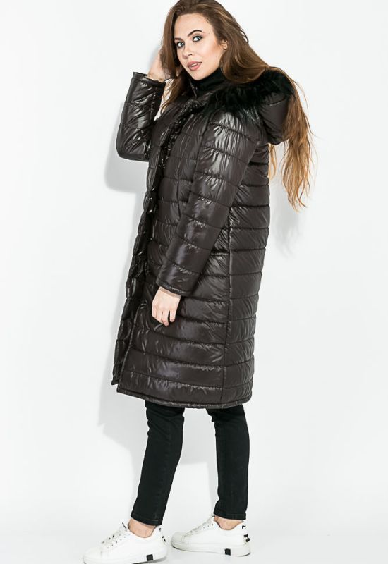 Пальто жіноче однотонне з капюшоном 72PD230-1 (чорний)