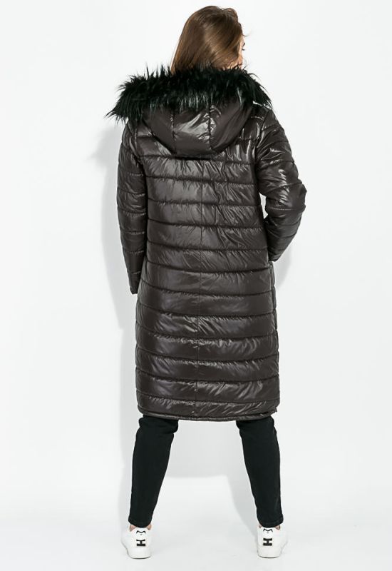 Пальто женское однотонное с капюшоном 72PD230-1 (черный)