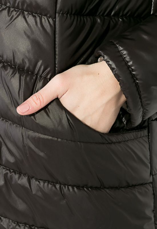 Пальто жіноче однотонне з капюшоном 72PD230-1 (чорний)