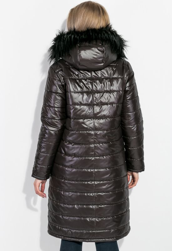Пальто женское прямого покроя с капюшоном 80PD1358-1 (черный)
