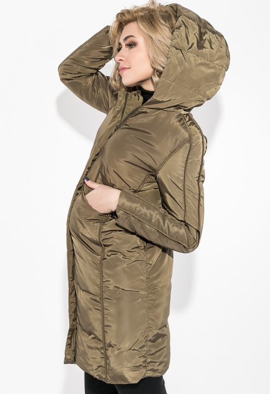 Пальто жіноче з капюшоном 154V002 (хакі)
