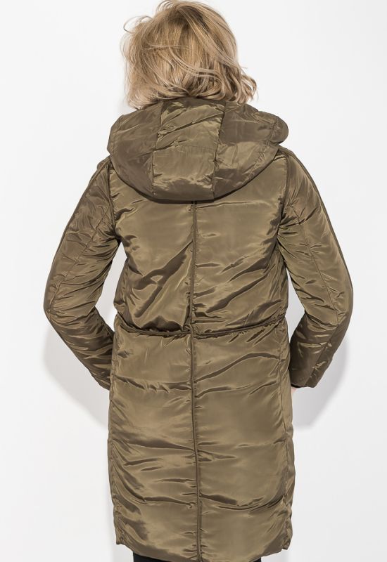 Пальто женское с капюшоном 154V002 (хаки)