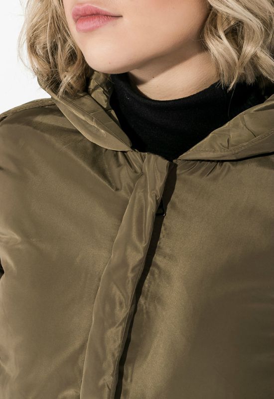 Пальто жіноче з капюшоном 154V002 (хакі)