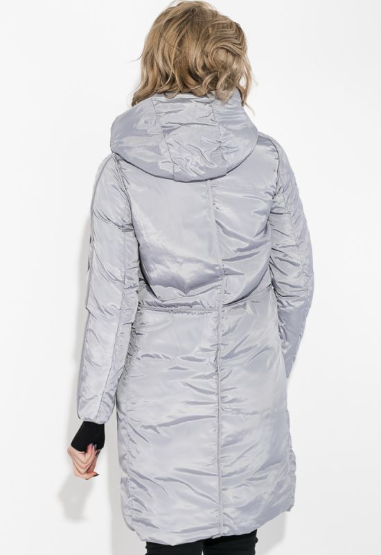 Пальто женское с капюшоном 154V002 (серый)