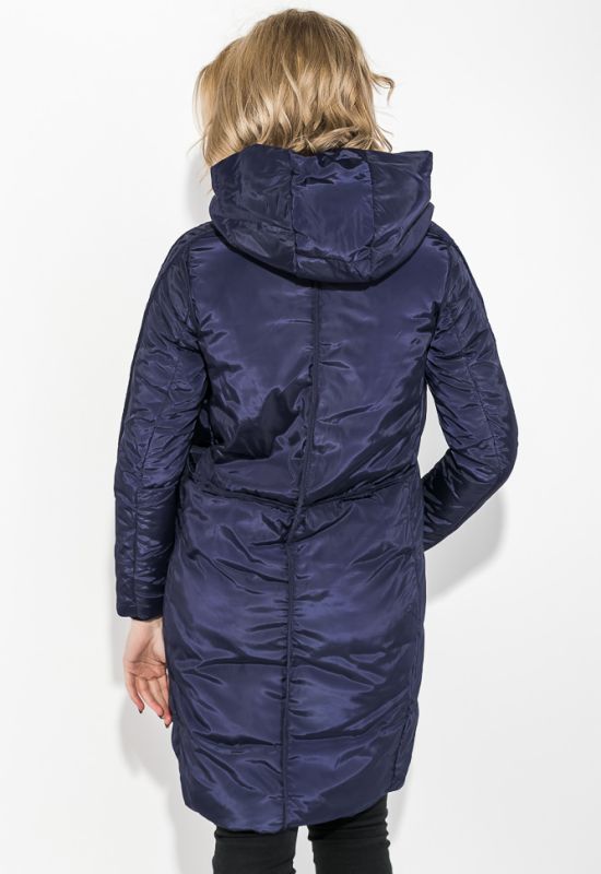 Пальто женское с капюшоном 154V002 (темно-синий)