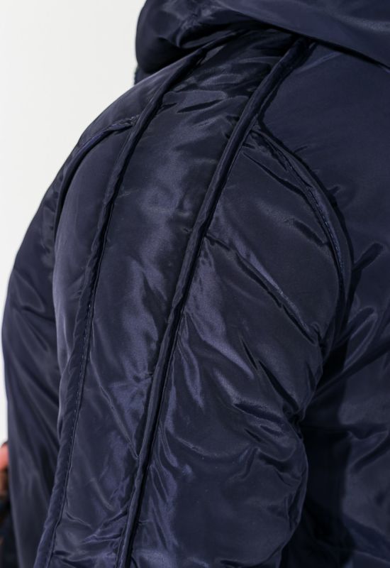 Жіноче пальто з капюшоном 154V002 (темно-синій).
