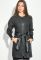 Пальто жіноче з поясом рукав «Летюча миша» 64PD161 (чорний/сірий)