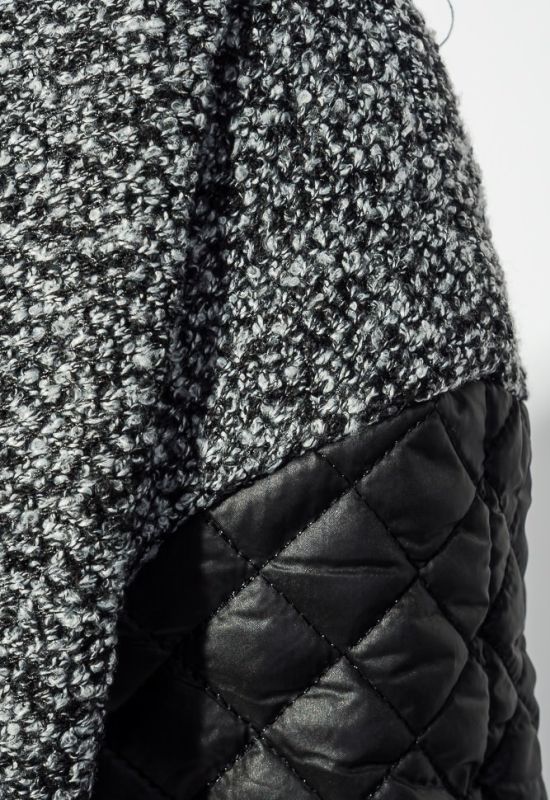 Пальто женское со стеганными рукавами на молнии 69PD976 (черный/серый)
