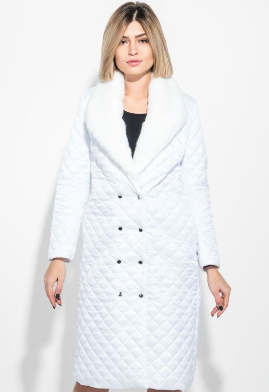 Пальто женское стеганное с мехом 69PD1059 (белый)