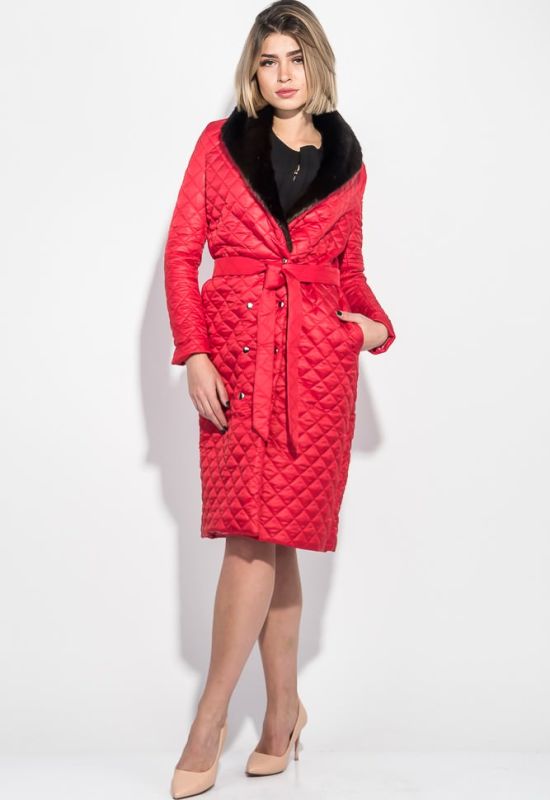 Пальто женское стеганное с мехом 69PD1059 (красный)