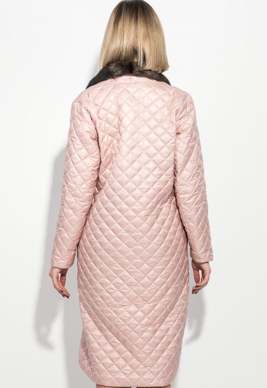 Пальто женское стеганное с мехом 69PD1059 (пудра)