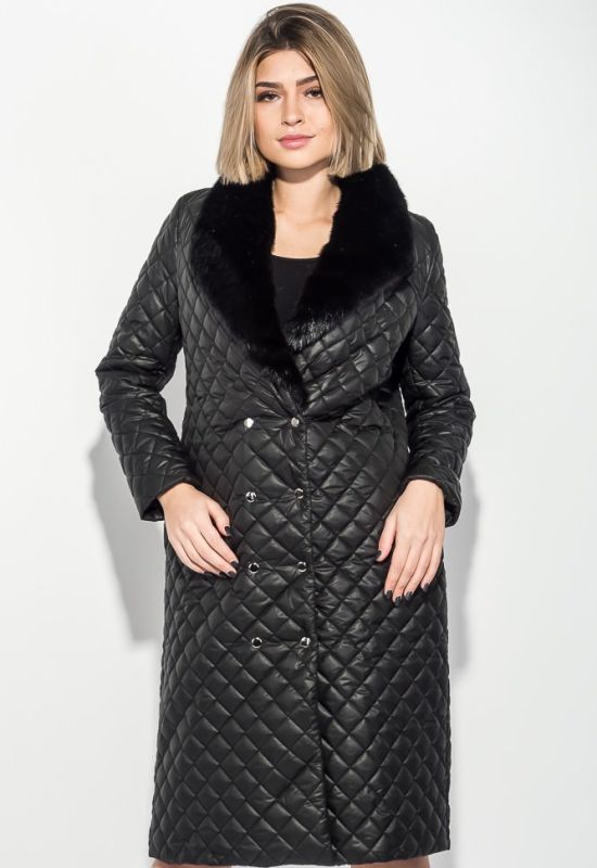 Пальто жіноче стьобане з хутром 69PD1059 (чорний)