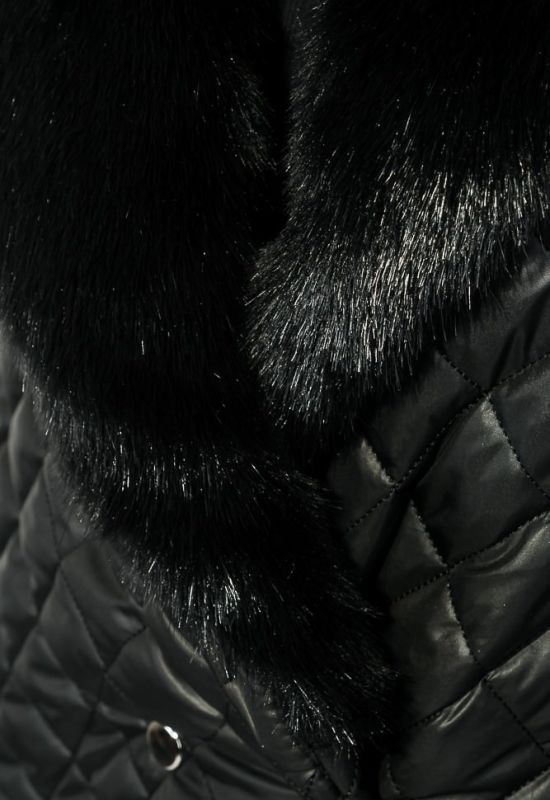 Пальто женское стеганное с мехом 69PD1059 (черный)