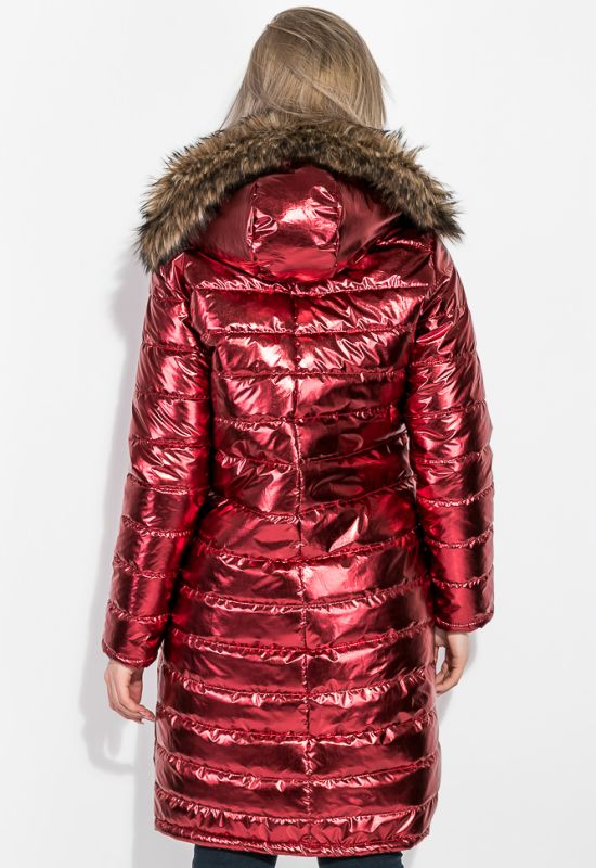 Пальто женское стильное 80PD1358 (красный/металлик)
