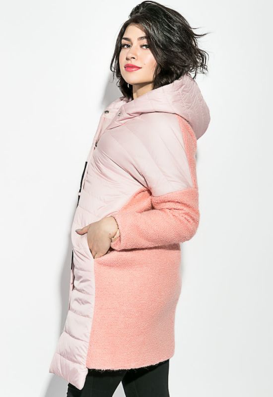 Пальто женское стильное с капюшоном 69PD979 (персиковый)
