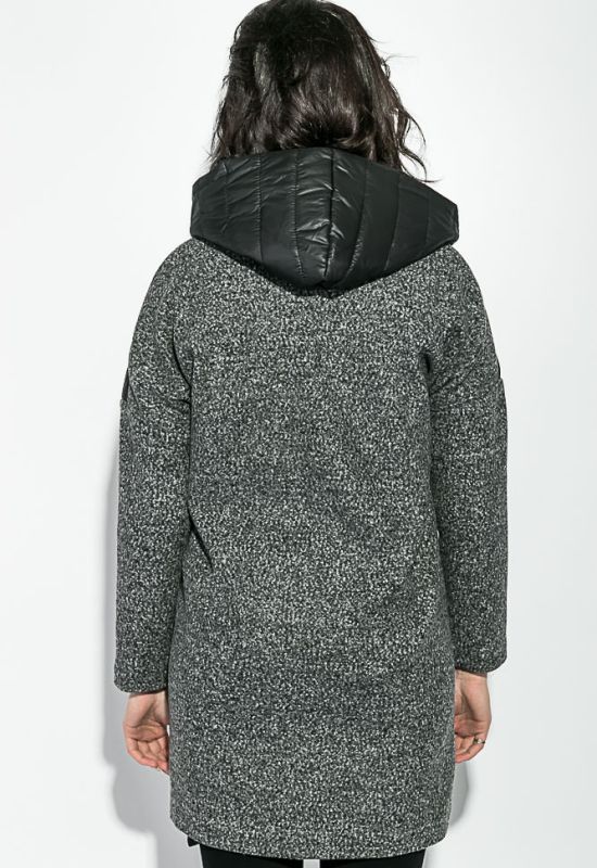 Жіноче пальто стильне з капюшоном 69PD979 (чорний/сірий)