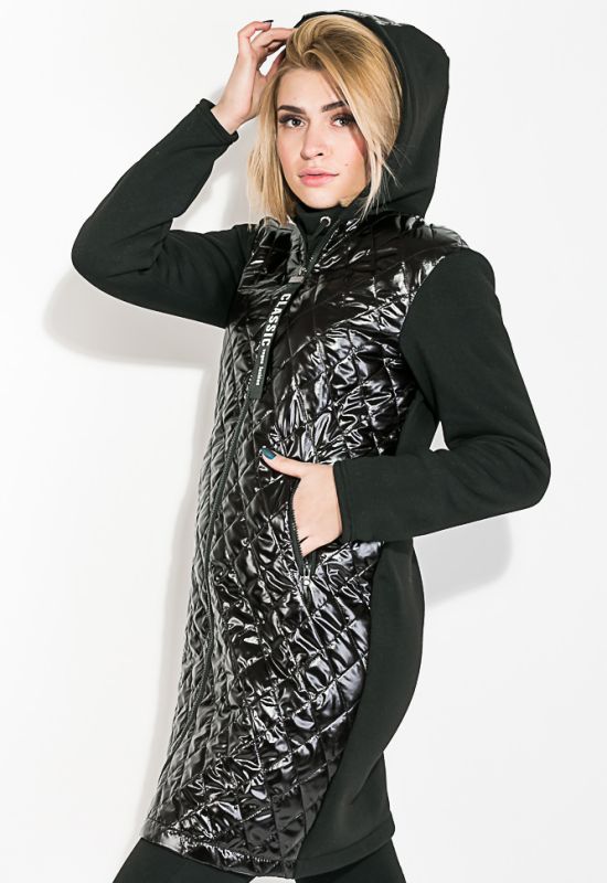 Пальто женское стильное с капюшоном 77PD860 (черный)