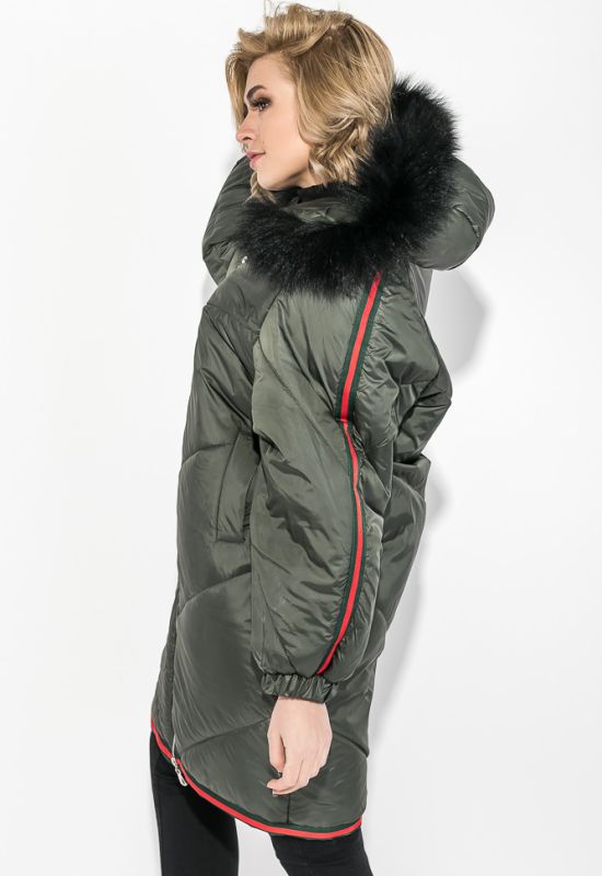 Пальто женское зимнее стильный крой 69PD1057 (хаки)