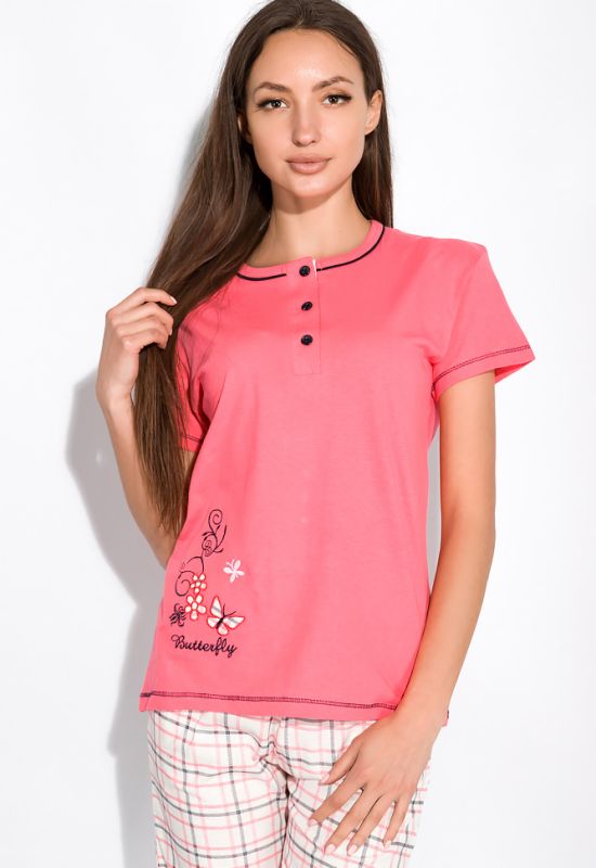 Пижама с вышевкой 107P3519 (розовый/молочный)